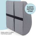 DMI Relax-A-Bac 14" x 13" Foam Lumbar Cushion with Strap, Polyester/Cotton Cover, Gray (555-7302-0300)
