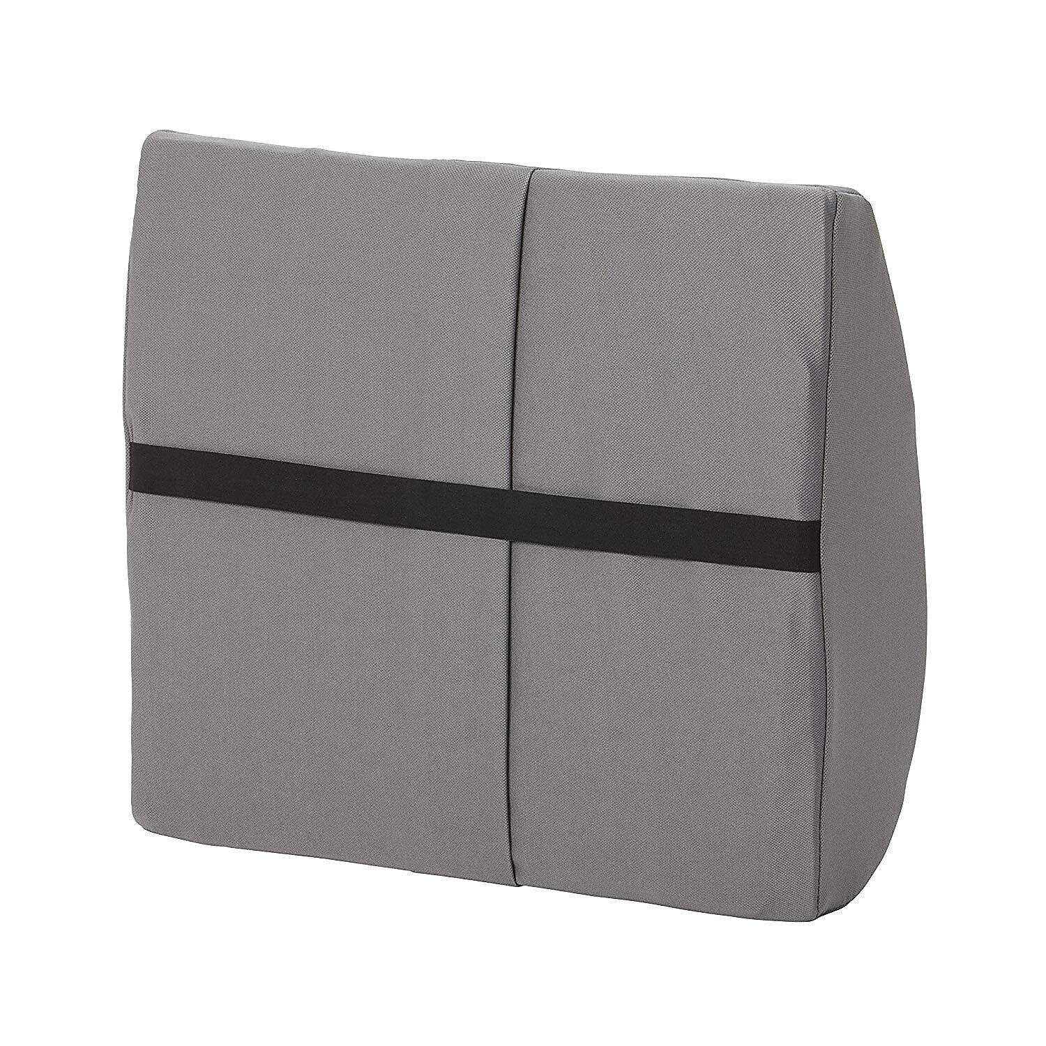 DMI Relax-A-Bac 14" x 13" Foam Lumbar Cushion with Strap, Polyester/Cotton Cover, Gray (555-7302-0300)