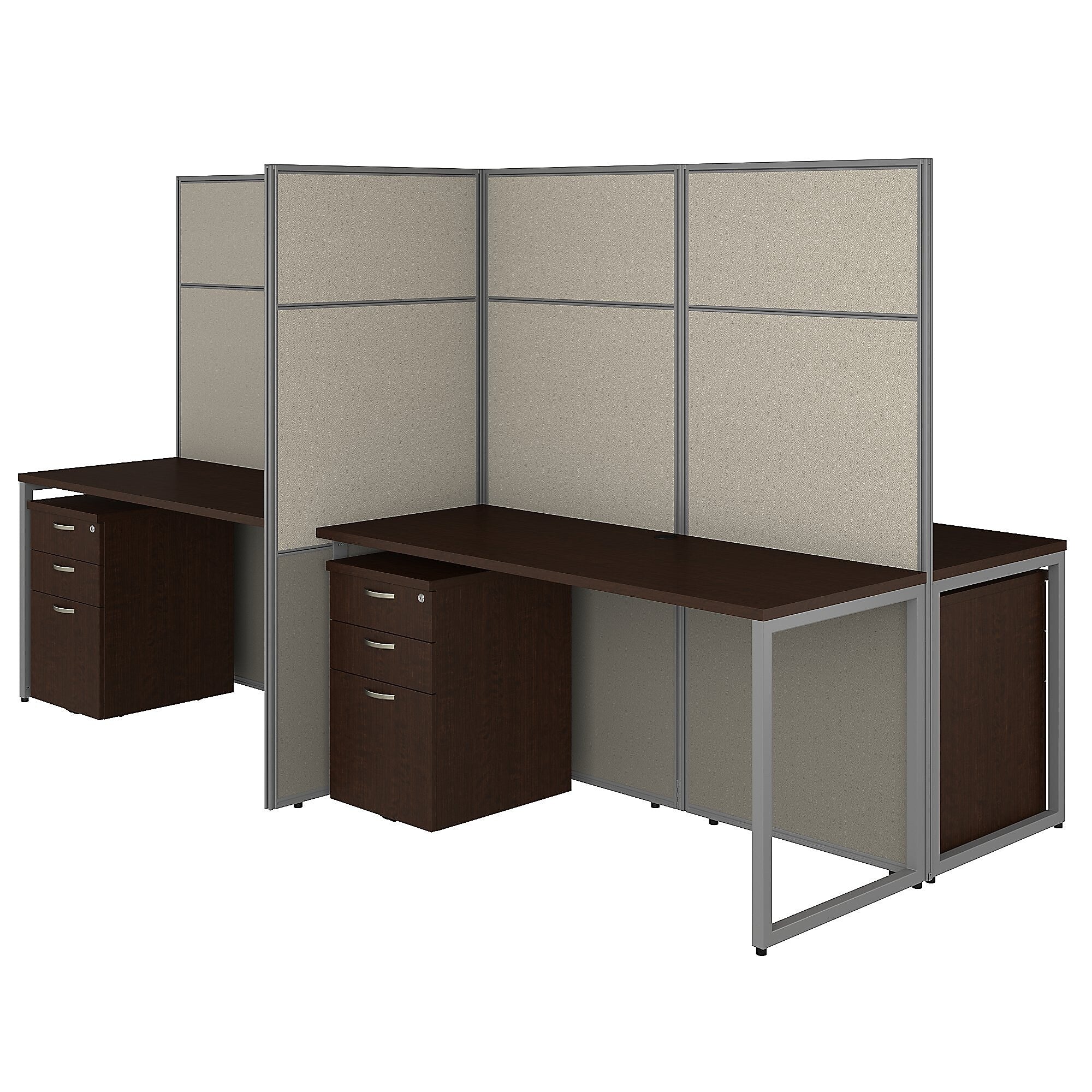 Bush Business Furniture Easy Office 66"H x 119"W 4 Person Back to Back Cubicle Panel Workstation, Mocha Cherry (EODH66SMR-03K)