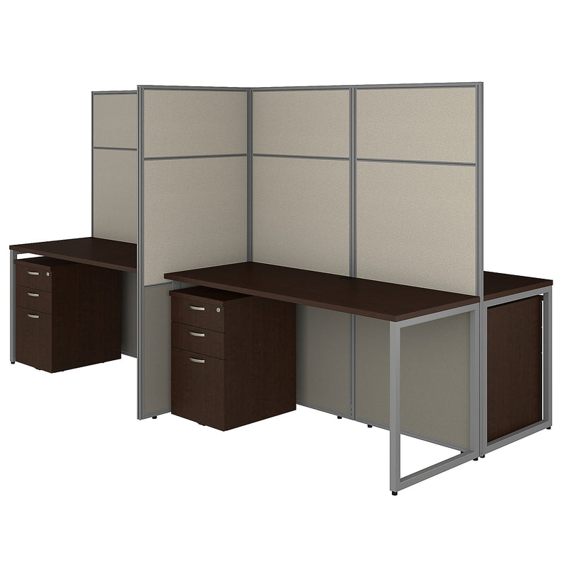 Bush Business Furniture Easy Office 66"H x 119"W 4 Person Back to Back Cubicle Panel Workstation, Mocha Cherry (EODH66SMR-03K)