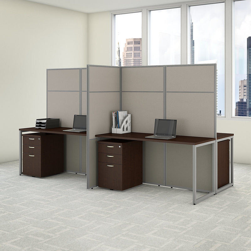 Bush Business Furniture Easy Office 66"H x 119"W 4 Person Back to Back Cubicle Panel Workstation, Mocha Cherry (EODH66SMR-03K)