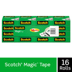 Scotch Magic Invisible Clear Tape Refill, 0.75" x 27.77 yds., 1" Core, Clear, 16 Rolls/Pack (810K16)