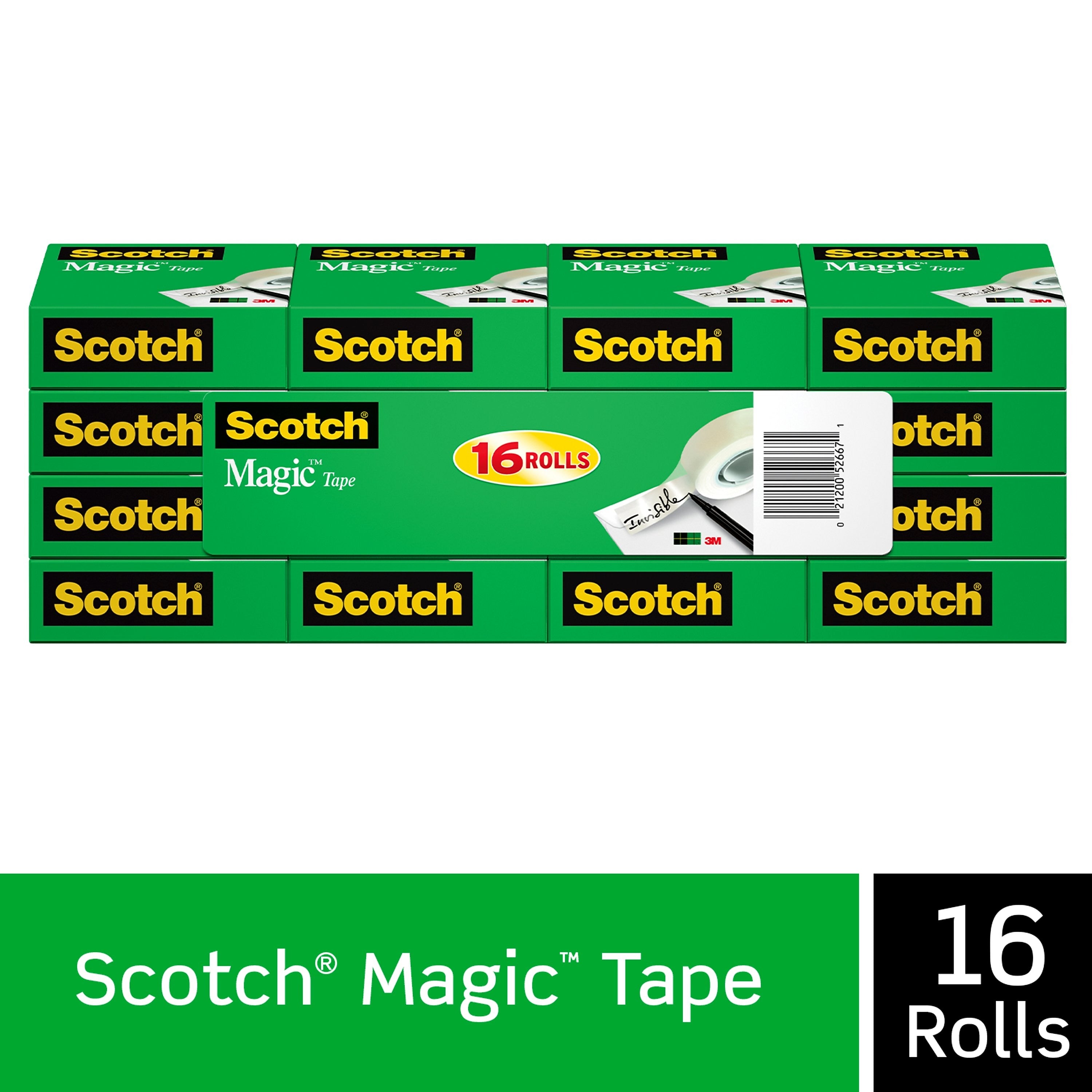 Scotch Magic Invisible Clear Tape Refill, 0.75" x 27.77 yds., 1" Core, Clear, 16 Rolls/Pack (810K16)