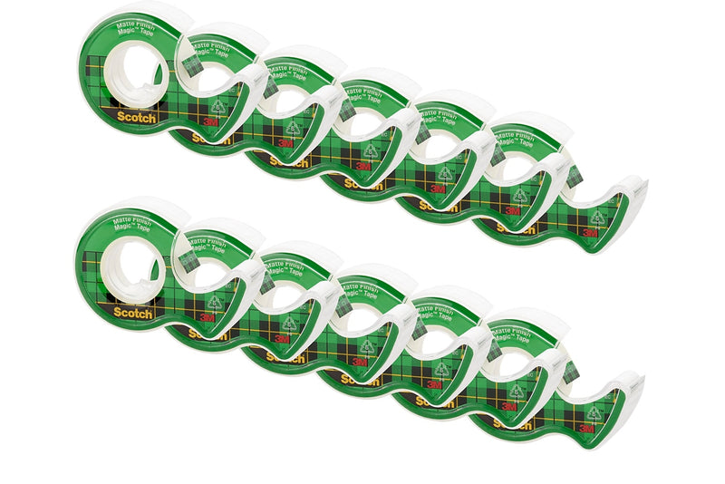 Scotch Magic Invisible Clear Tape Refill, 0.75" x 8.33 yds., 1" Core, Clear, 12 Rolls/Pack (105PK12)