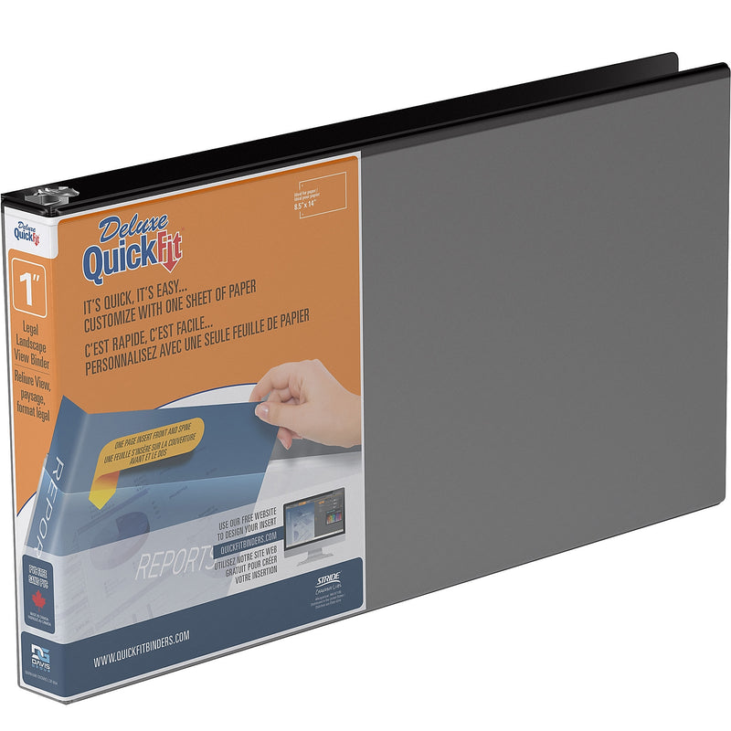 Stride QuickFit Heavy Duty 1" 3-Ring View Binders, Black (95011L)