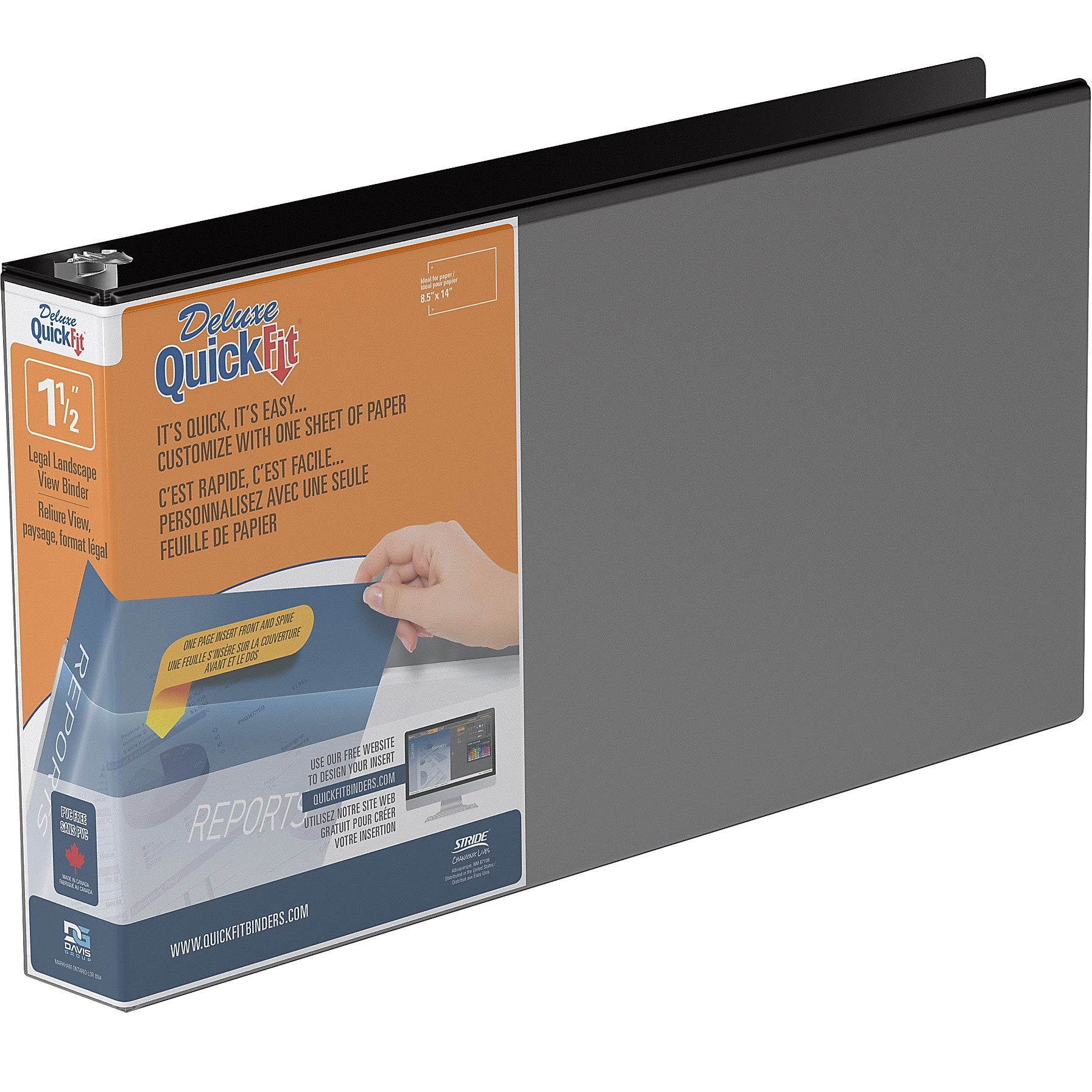 Stride 1 1/2" 3-Ring View Binder, Black (95021L)