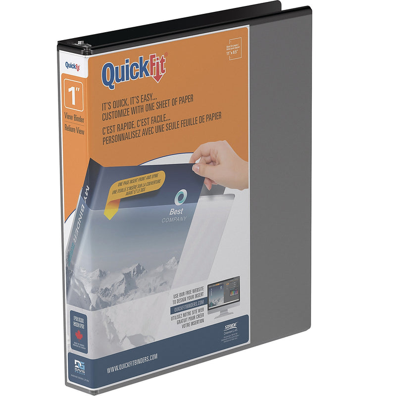 Stride Quick-Fit 1" 3-Ring View Binders, D-Ring, Black (8701-01)