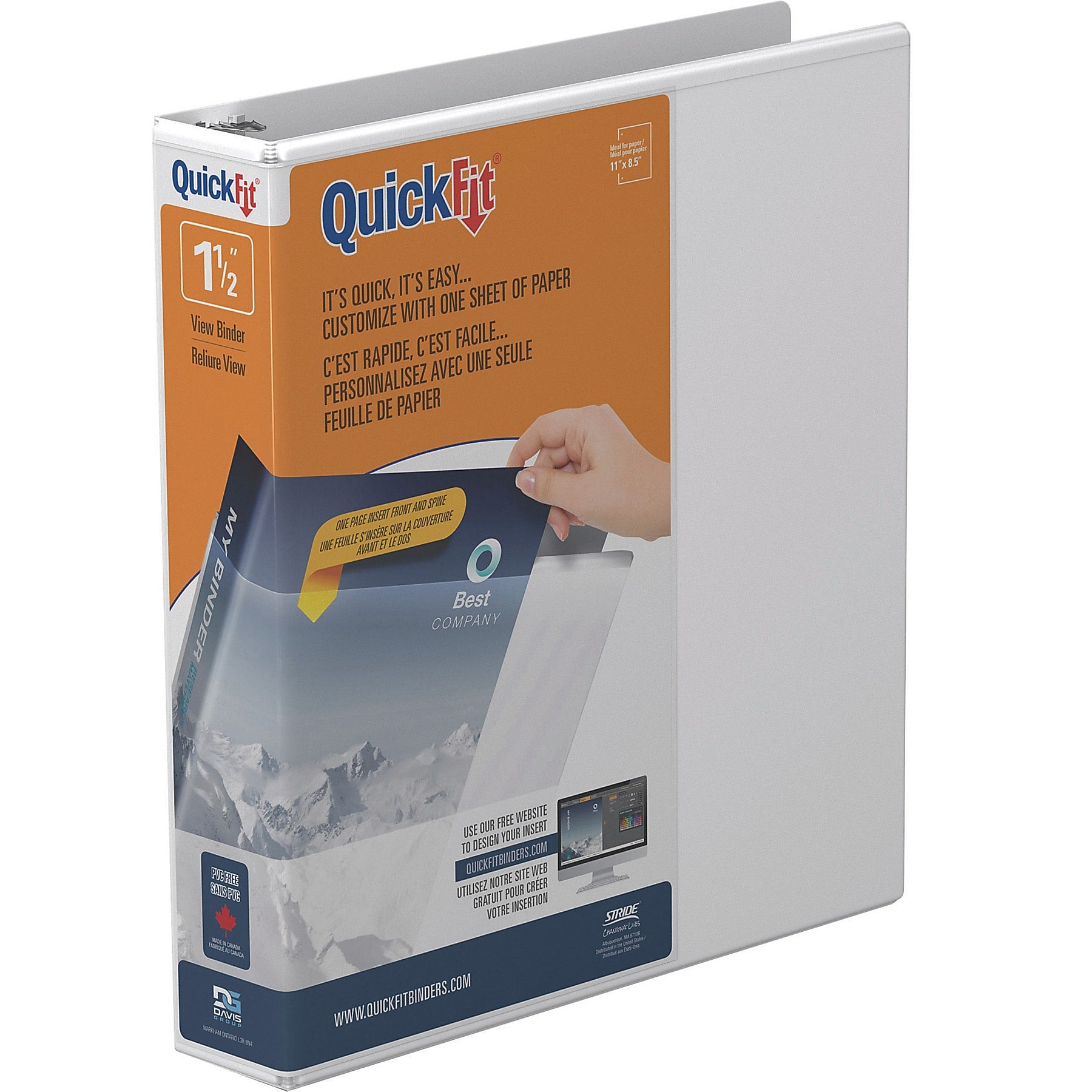 Stride 1 1/2" 3-Ring View Binders, White (8712-00)