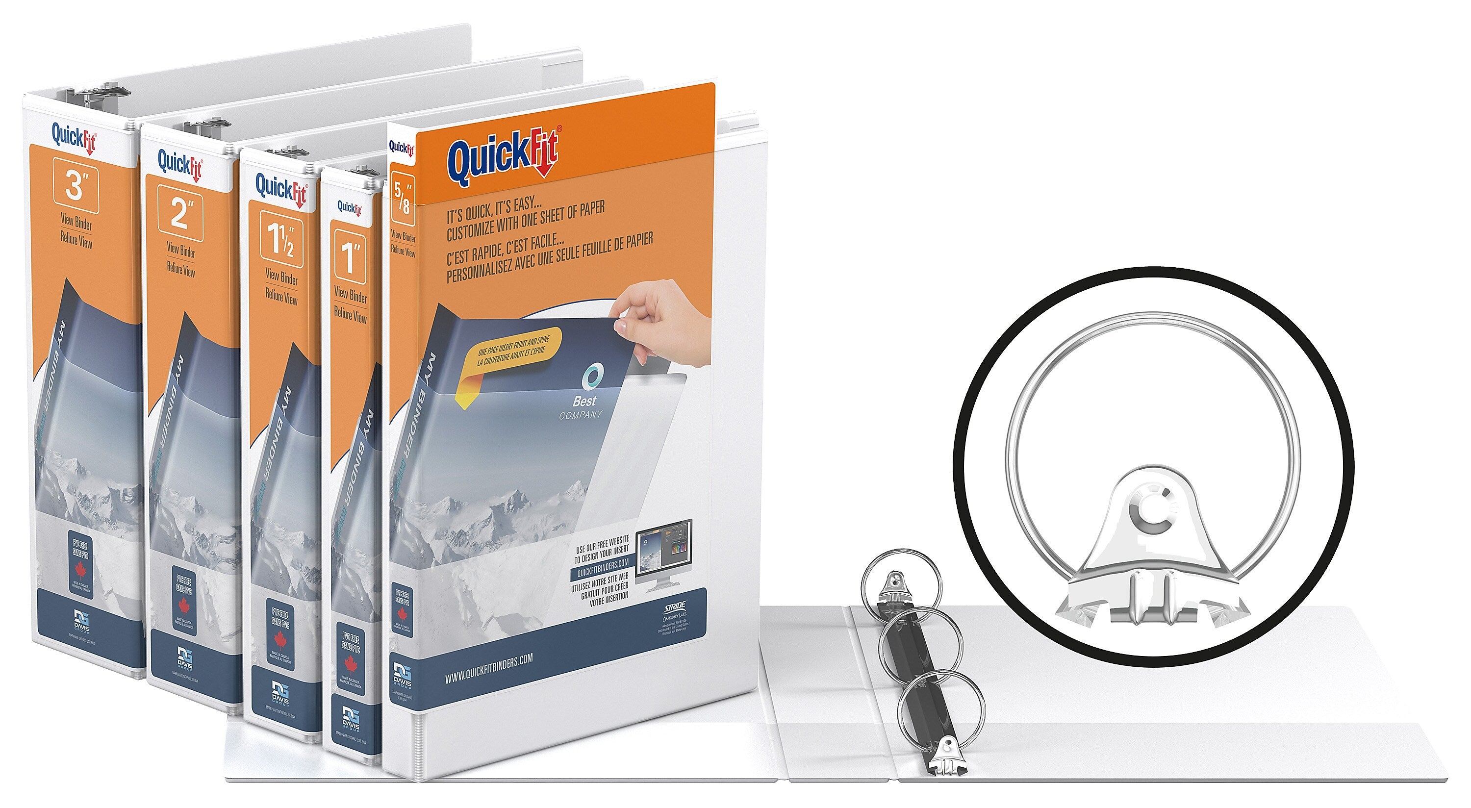 Stride 3" 3-Ring View Binders, White (8714-00)