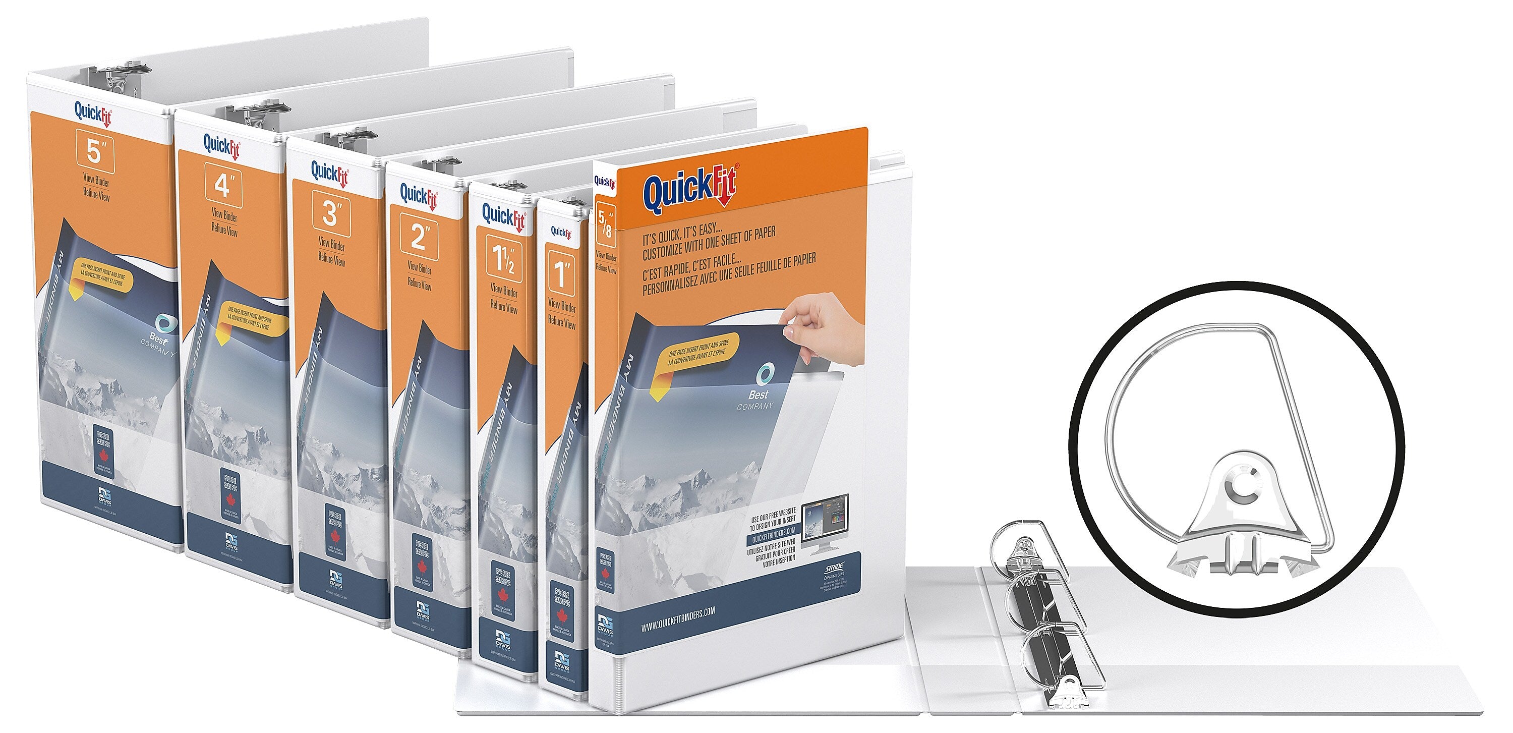 Stride 3" 3-Ring View Binders, D-Ring, White (8705-00)