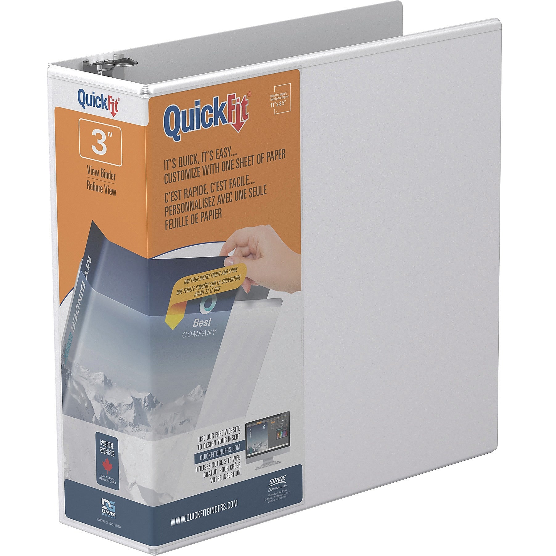 Stride 3" 3-Ring View Binders, White (8714-00)