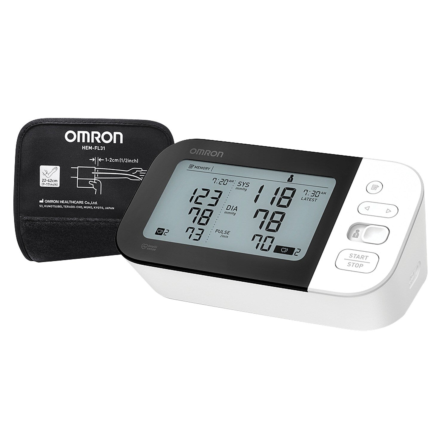 Omron 7 Series Bluetooth Upper Arm Blood Pressure Monitor, Black/White (OMRBP7350)