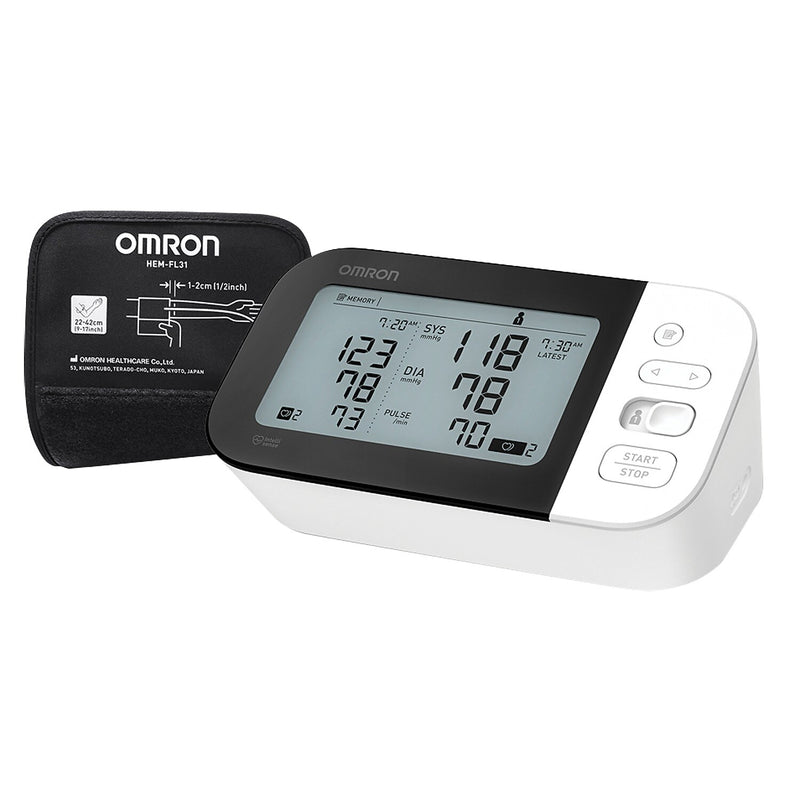 Omron 7 Series Bluetooth Upper Arm Blood Pressure Monitor, Black/White (OMRBP7350)