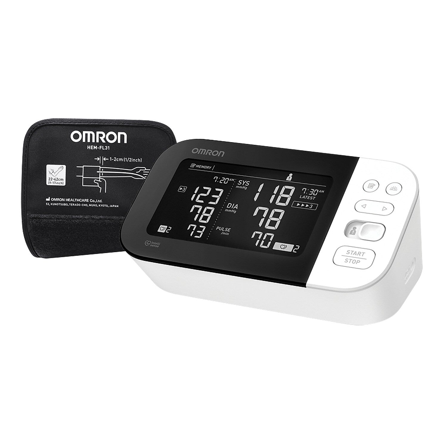 Omron 10 Series Bluetooth Upper Arm Blood Pressure Monitor, Black/White (OMRBP7450)