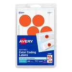 Avery Laser Color Coding Labels, 1 1/4" Dia., Neon Red, 8/Sheet, 50 Sheets/Pack (5497)