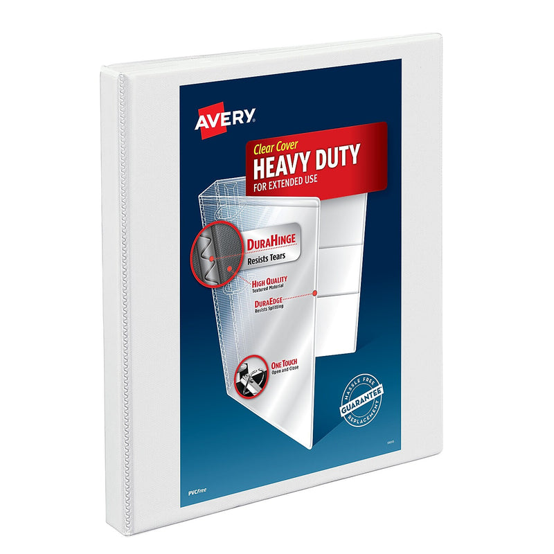Avery Nonstick Heavy Duty 1/2" 3-Ring View Binders, Slant Ring, White (5234)