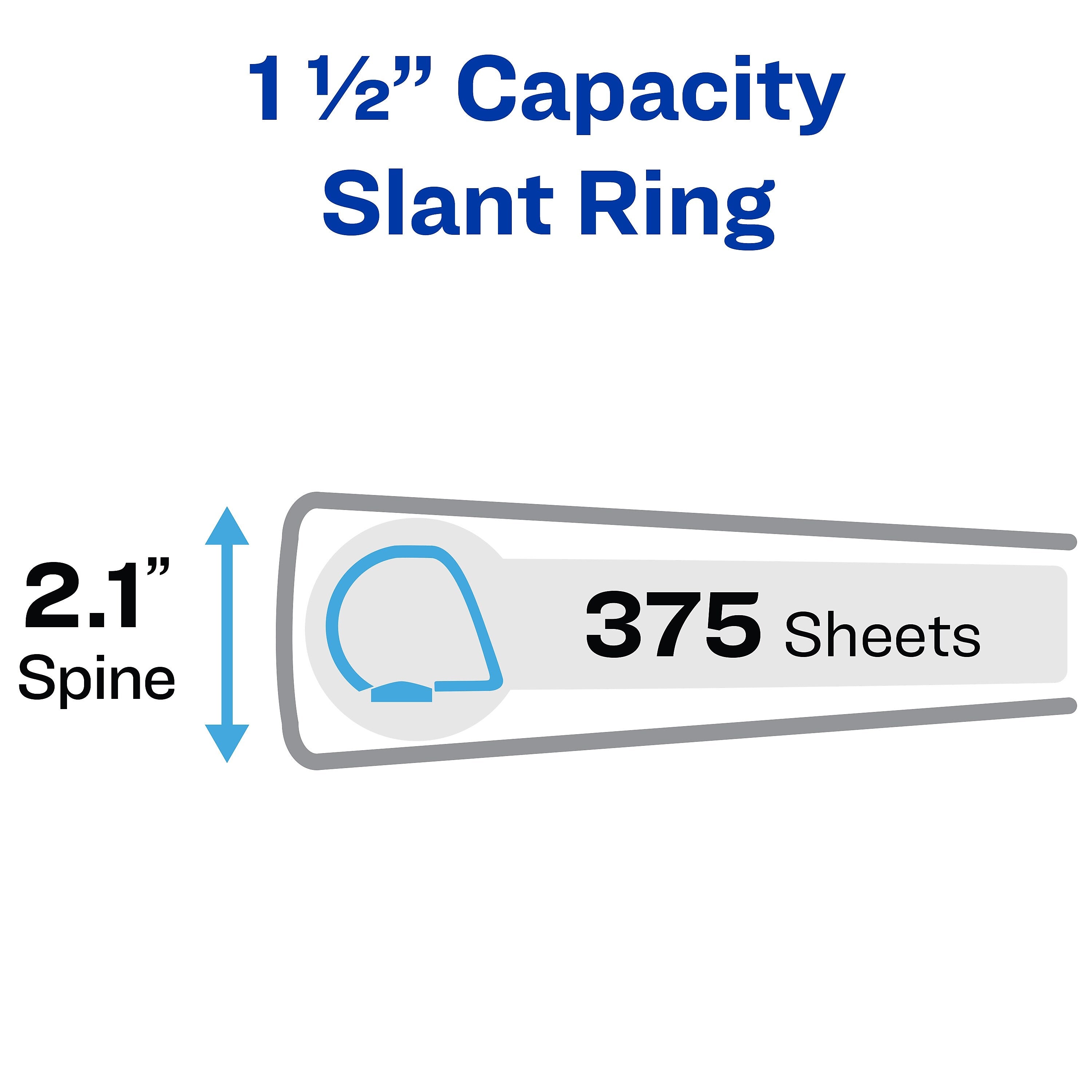 Avery Nonstick Heavy Duty 1 1/2" 3-Ring View Binders, Slant Ring, White (5404)