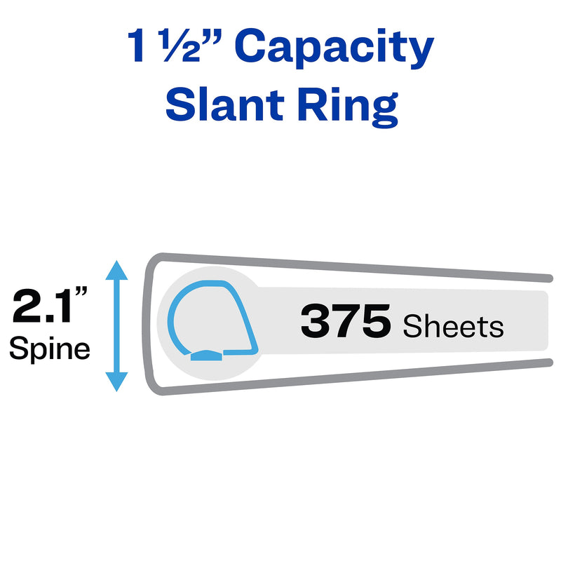 Avery Nonstick Heavy Duty 1 1/2" 3-Ring View Binders, Slant Ring, White (5404)
