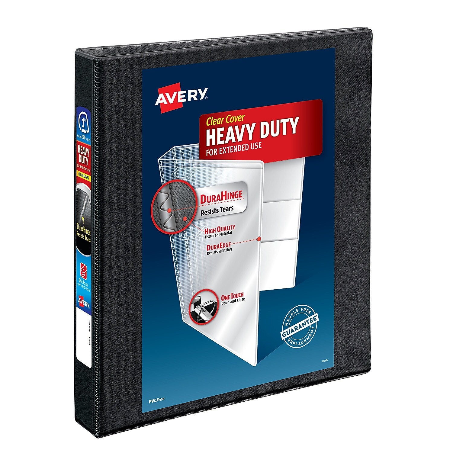 Avery Nonstick Heavy Duty 1" 3-Ring View Binders, Slant Ring, Black (5300)