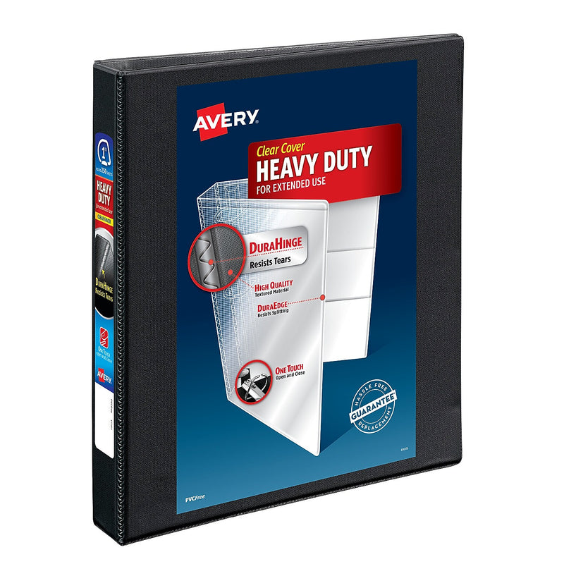 Avery Nonstick Heavy Duty 1" 3-Ring View Binders, Slant Ring, Black (5300)