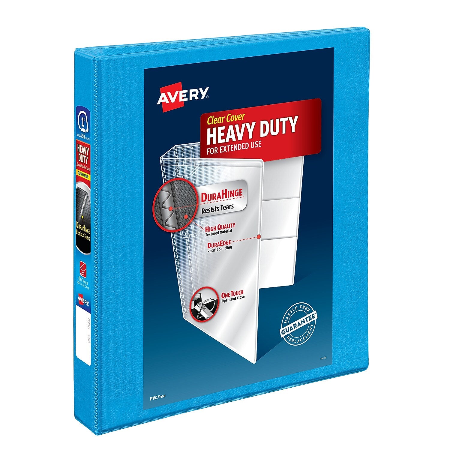 Avery Nonstick Heavy Duty 1" 3-Ring View Binders, Slant Ring, Light Blue (5301)