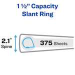 Avery Nonstick Heavy Duty 1 1/2" 3-Ring View Binders, Slant Ring, Light Blue (5401)