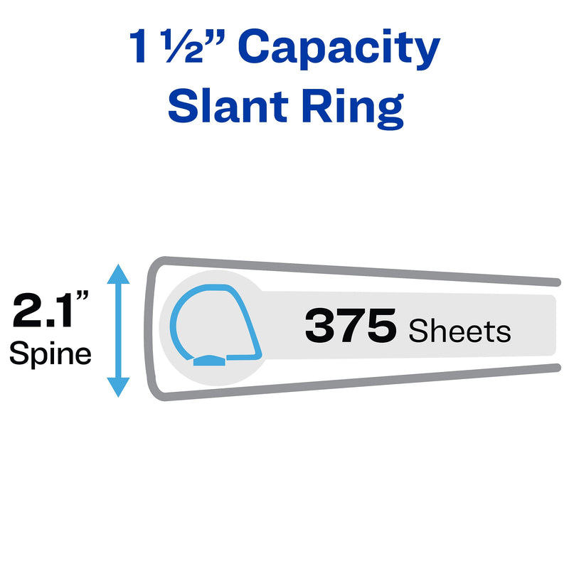 Avery Nonstick Heavy Duty 1 1/2" 3-Ring View Binders, Slant Ring, Light Blue (5401)