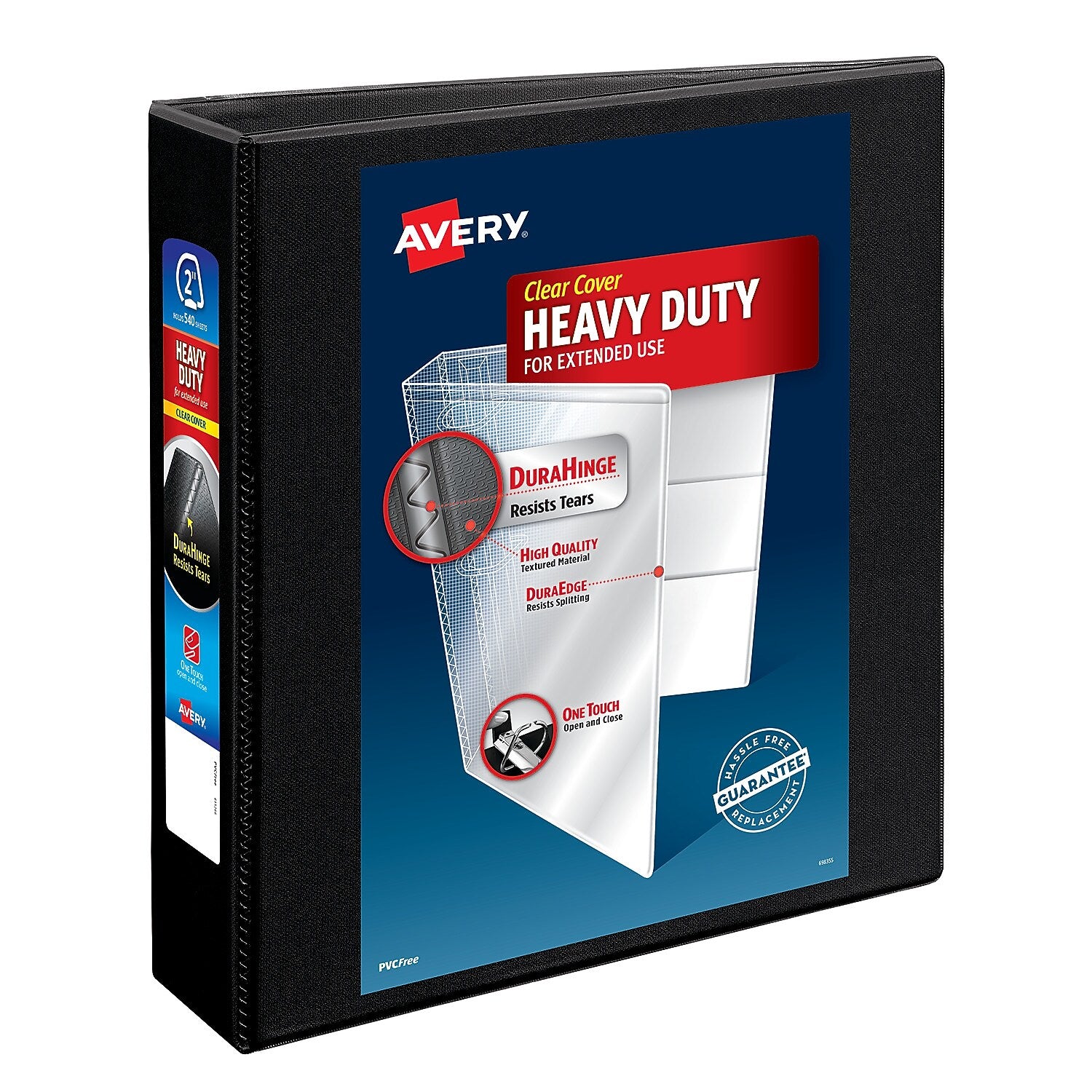 Avery Heavy Duty 2" 3-Ring View Binders, Slant Ring, Black (5500)