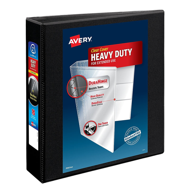 Avery Heavy Duty 2" 3-Ring View Binders, Slant Ring, Black (5500)