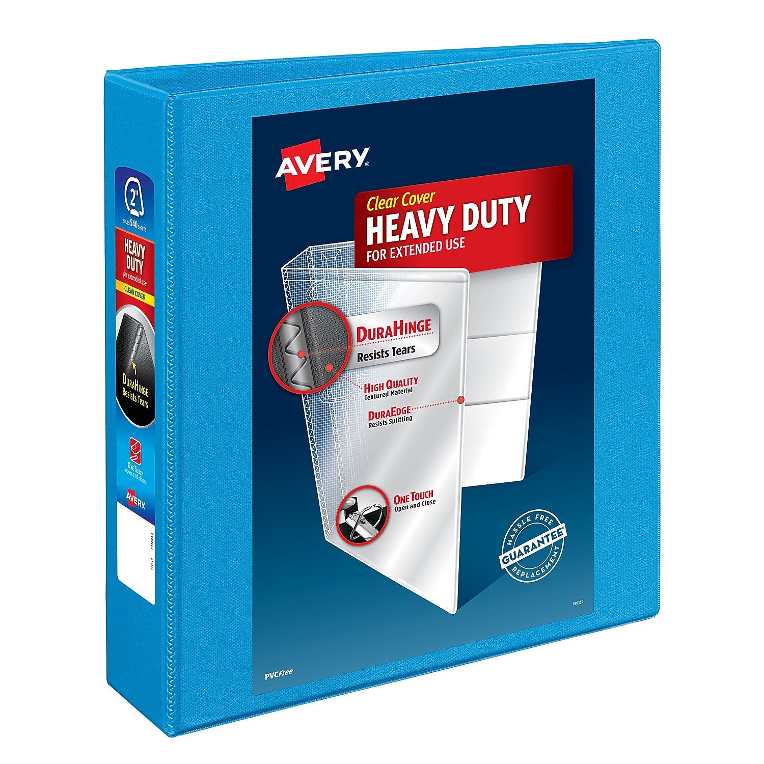 Avery Nonstick Heavy Duty 2" 3-Ring View Binders, Slant Ring, Light Blue (5501)