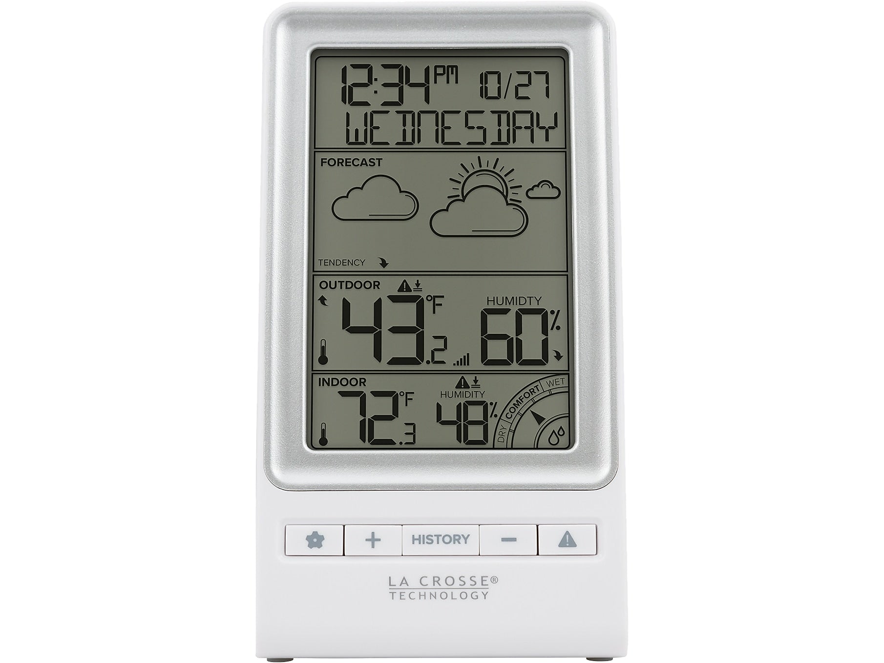La Crosse Technology Indoor/Outdoor Tabletop Weather Station, Digital, White (308-1415FCT)