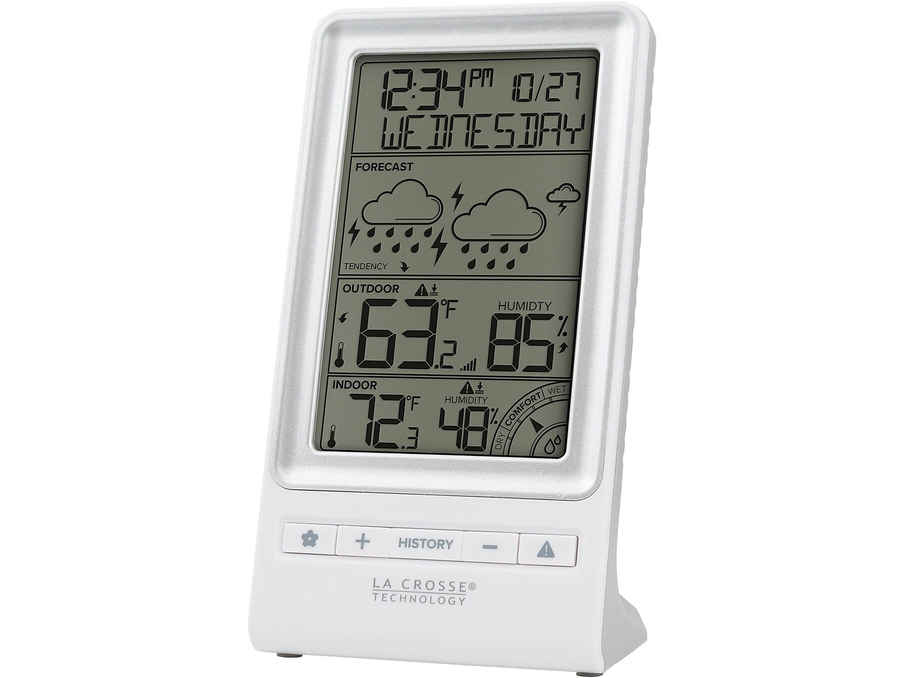 La Crosse Technology Indoor/Outdoor Tabletop Weather Station, Digital, White (308-1415FCT)