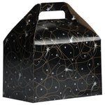 JAM Paper Gable Gift Box with Handle, Medium, 4 x 8 x 5 1/4, Black Shooting Stars Design (4353517)