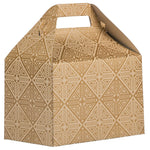 JAM Paper Gable Gift Box with Handle, 4" x 8" x 5.25", Gold/Kraft (4353520)