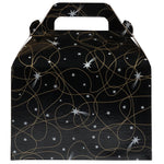 JAM Paper Gable Gift Box with Handle, Medium, 4 x 8 x 5 1/4, Black Shooting Stars Design (4353517)