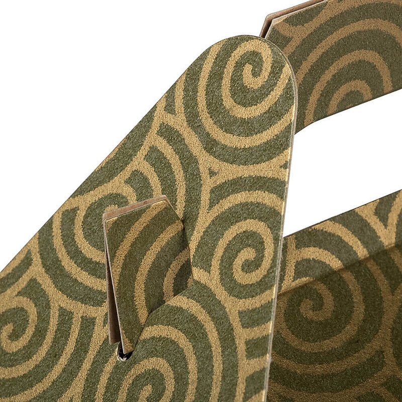 JAM Paper Gable Gift Box with Handle, 4" x 8" x 5.25", Green/Gold Swirl (4353522)