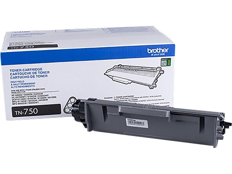 Brother TN-750 Black High Yield Toner Cartridge, 2/Pack   (TN7502PK)