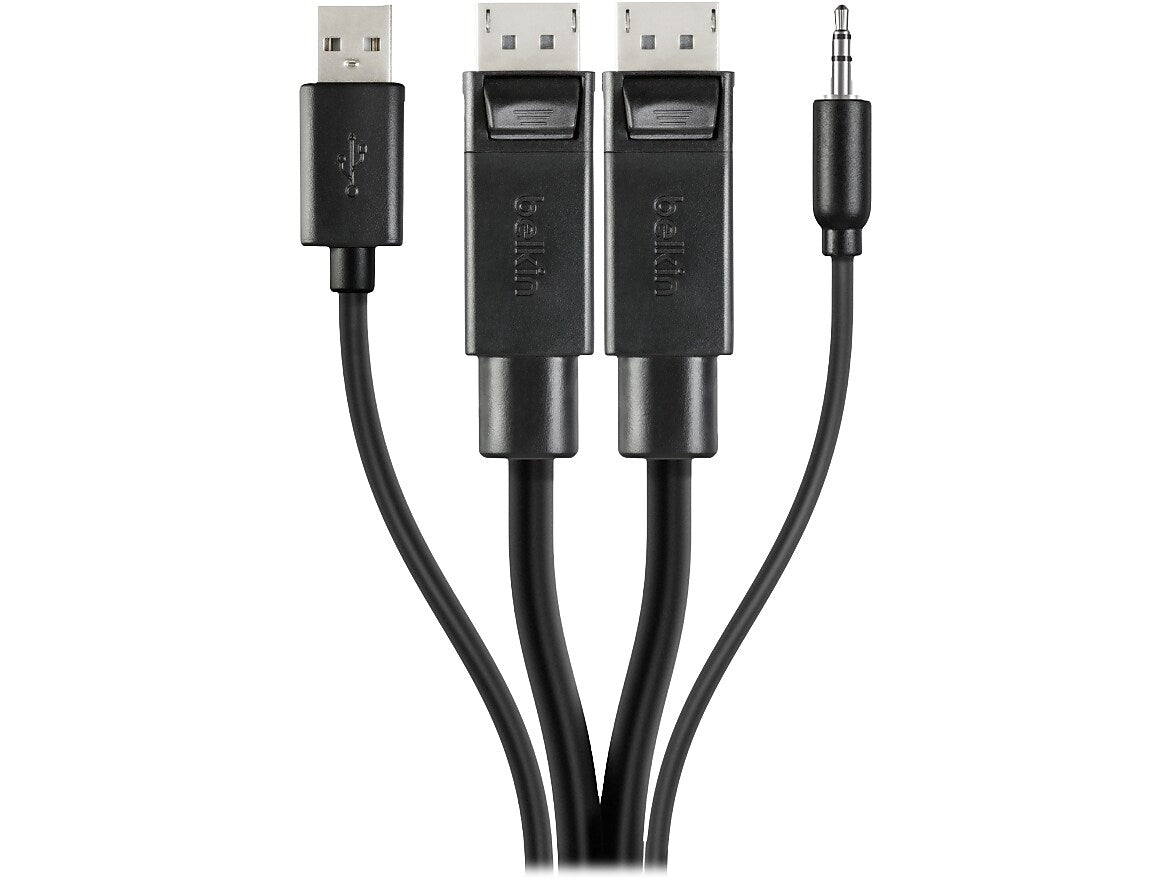 Belkin Dual-Head DisplayPort/USB Type-A/Audio to Dual-Head DisplayPort/USB Type-B/Audio Cable Kit, Male to Male (F1D9020B06T)