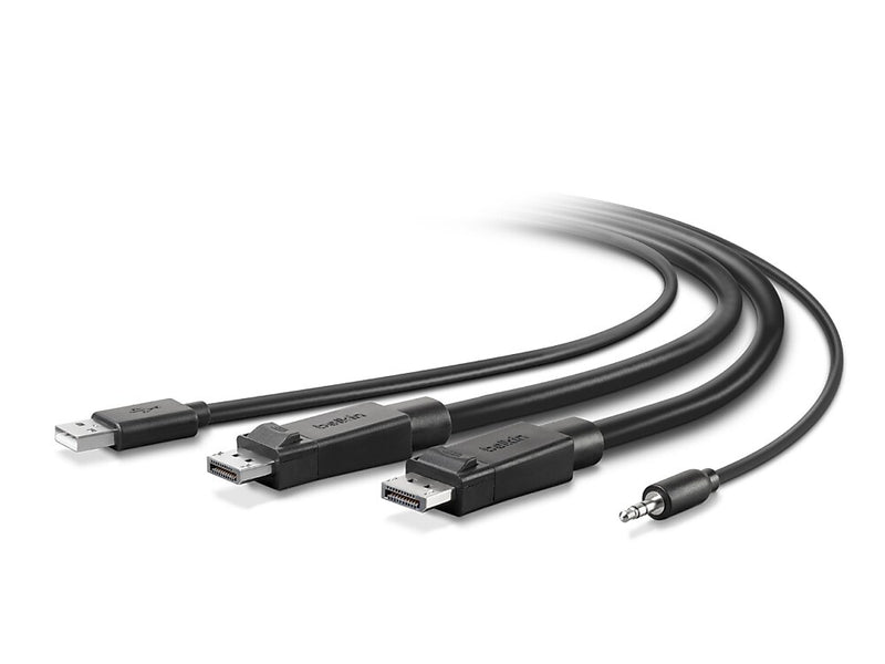 Belkin Dual-Head DisplayPort/USB Type-A/Audio to Dual-Head DisplayPort/USB Type-B/Audio Cable Kit, Male to Male (F1D9020B06T)
