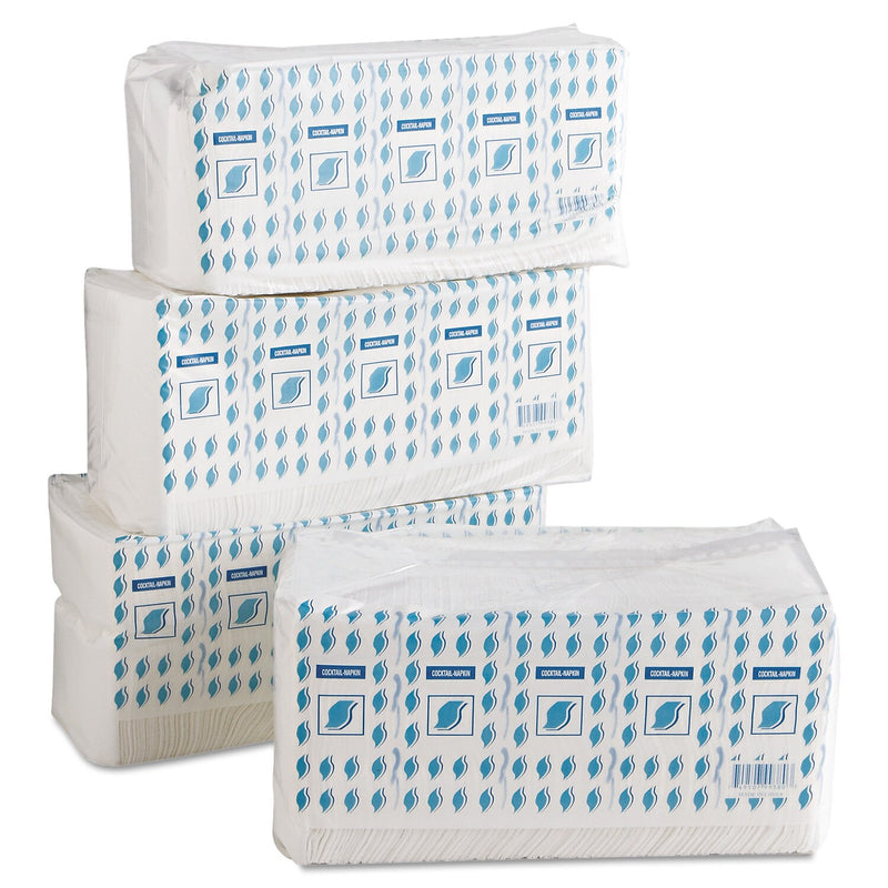 GEN Cocktail Napkins, 1-Ply, 9w x 9d, White, 500/Pack, 8 Packs/Carton (GENCOCKTAILNAPW)