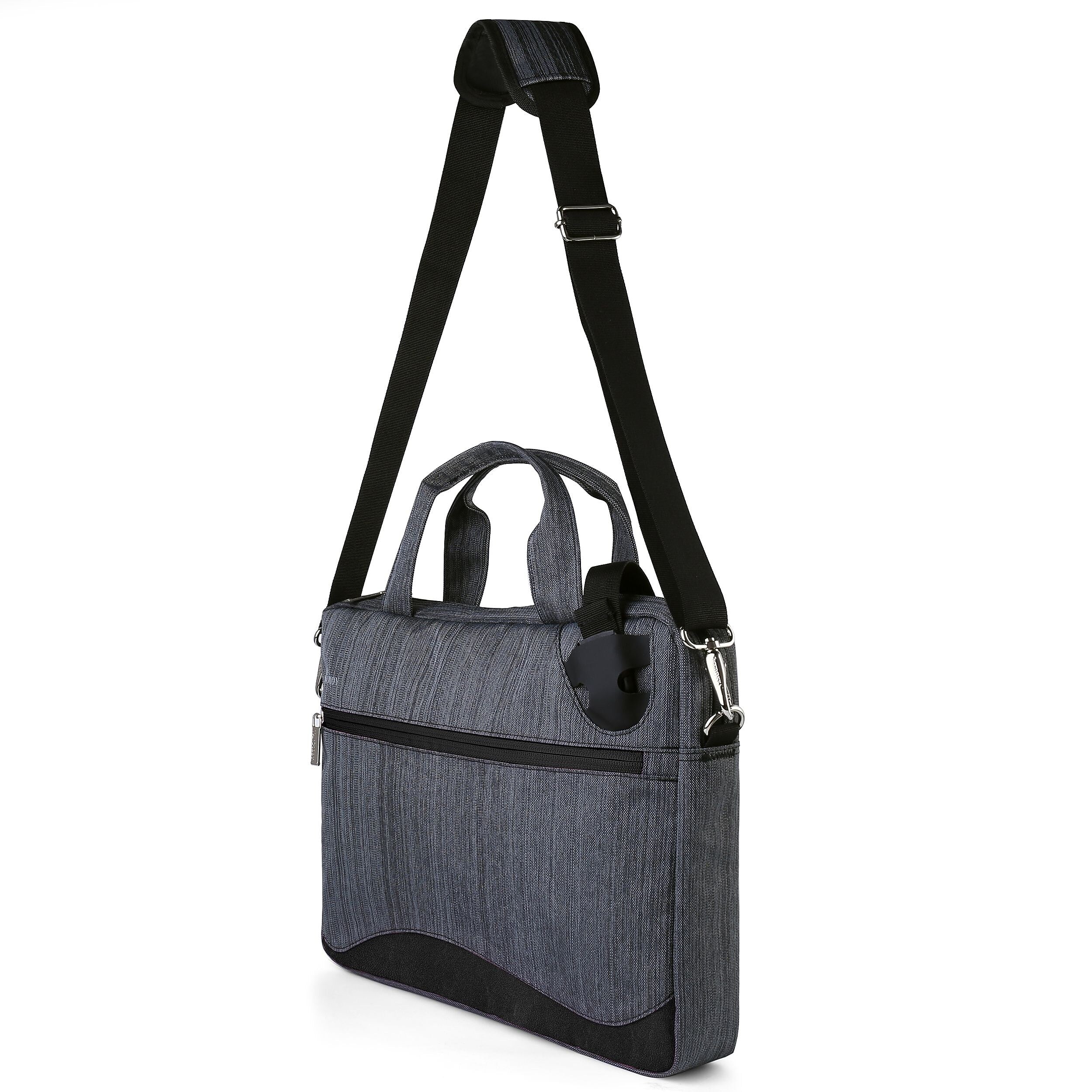Vangoddy Laptop Messenger, Black/Gray Nylon (NBKLEA608)