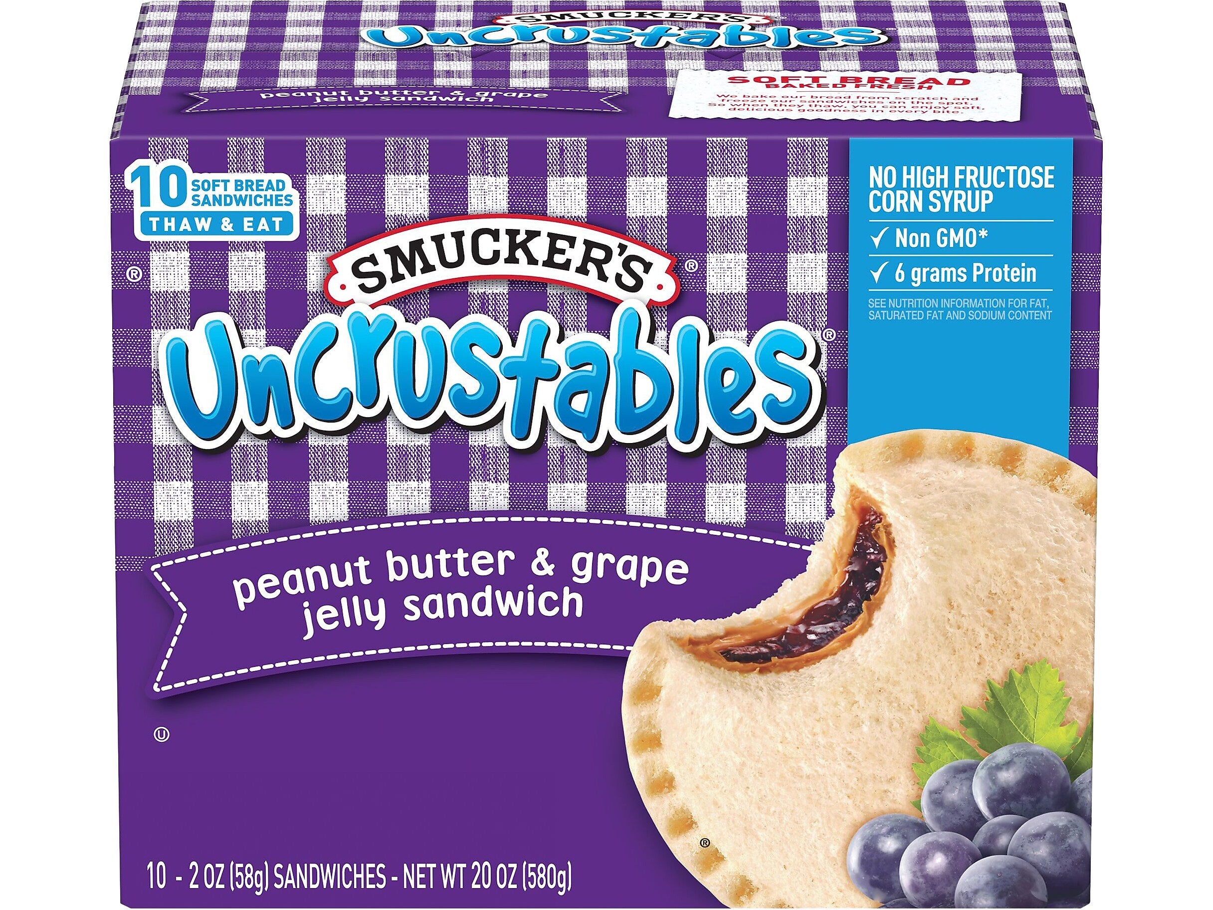 Smuckers Uncrustables Sandwich Variety Pack, 10 Sandwiches/Pack, 2/Pack (903-00134)