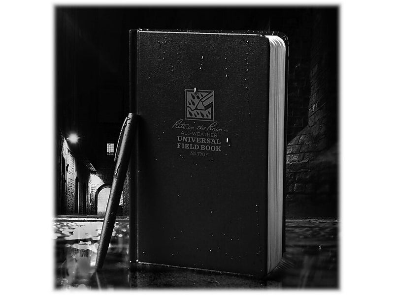 Rite In The Rain All-Weather Universal Memo Notebook, 4.38" x 7.25", Wide Ruled, 80 Sheets, Black (770F)