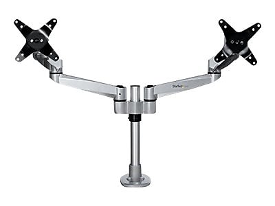 StarTech Desk Mount Dual Monitor Arm - Premium - For up to 27" Monitors, Up, Silver (ARMDUALPS)