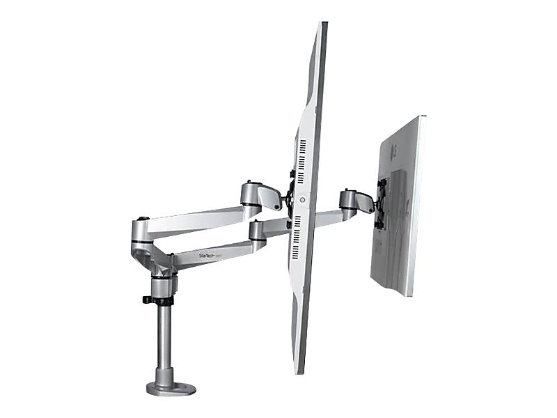 StarTech Desk Mount Dual Monitor Arm - Premium - For up to 27" Monitors, Up, Silver (ARMDUALPS)