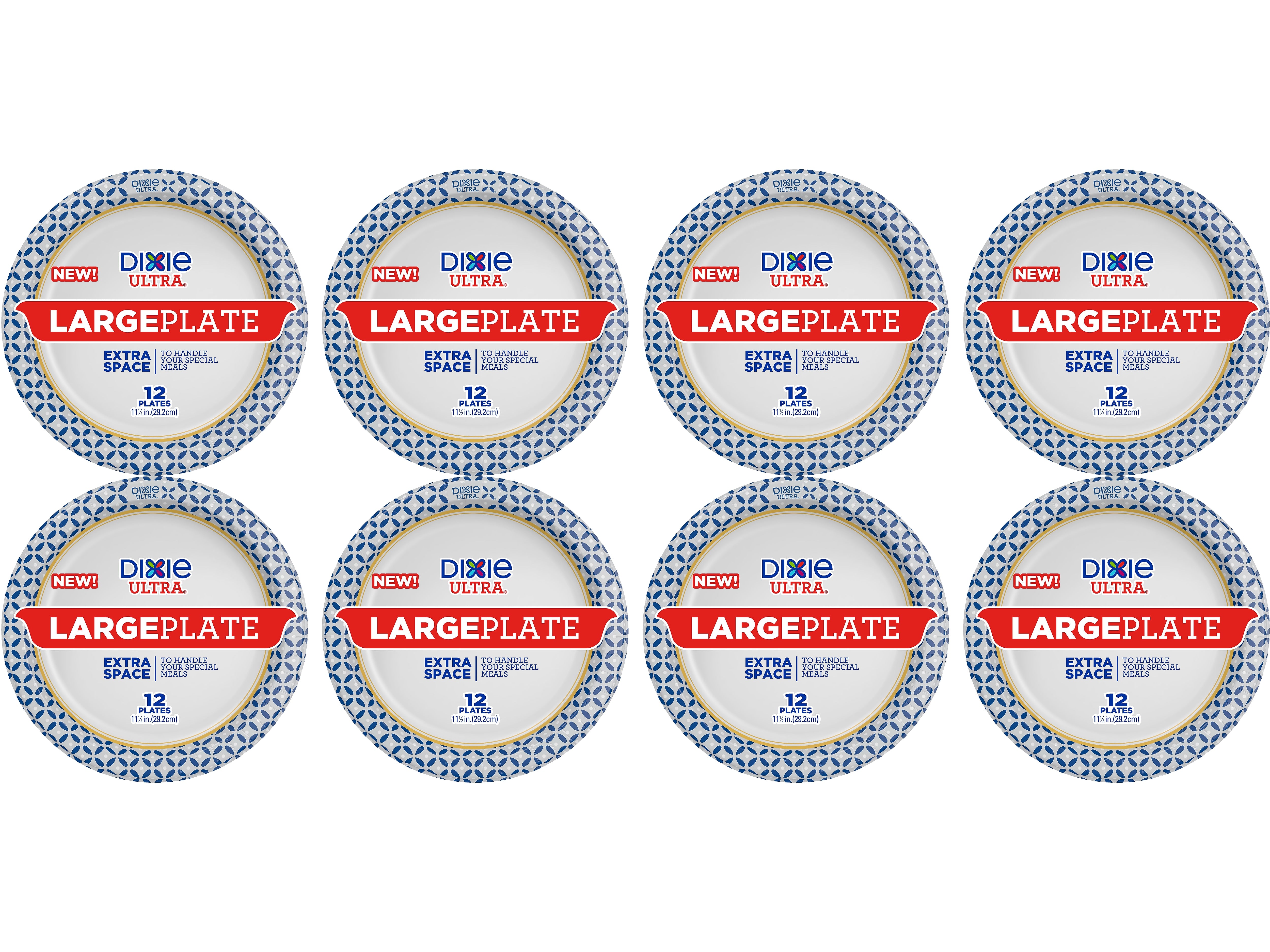 Dixie Ultra Large Paper Plate, 11.5", Blue/White/Yellow, 12/Pack (16217/01C)