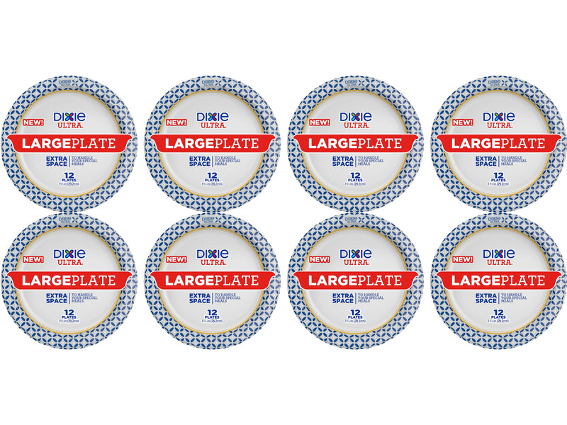 Dixie Ultra Large Paper Plate, 11.5", Blue/White/Yellow, 12/Pack (16217/01C)