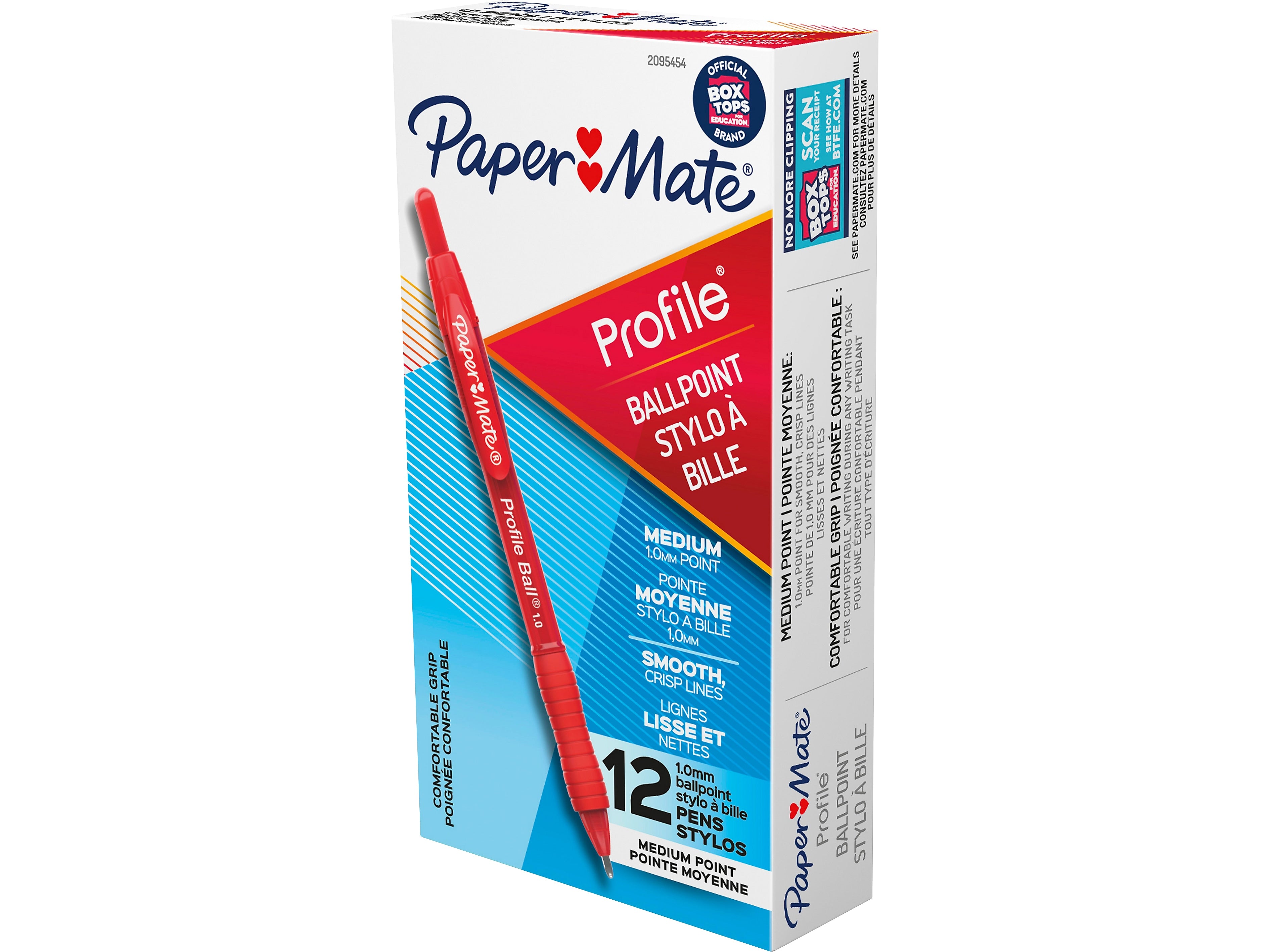 Paper Mate Profile Retractable Ballpoint Pen, Medium Point, Red Ink, Dozen  (2095454)