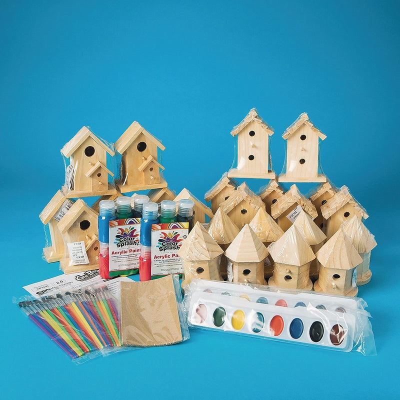 S&S Wooden Birdhouses Craft Kit, 24/Pack (GP1593)