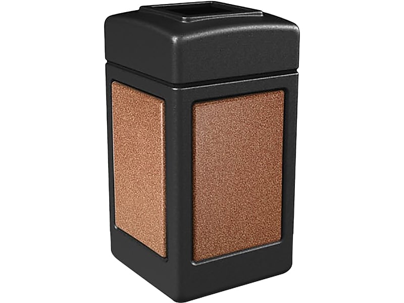 Commercial Zone StoneTec Polyethylene Trash Can with Lid, Black/Sedona, 42 Gal. (720314)